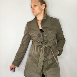 Kenar Jacket ruffle olive green trench rain coat